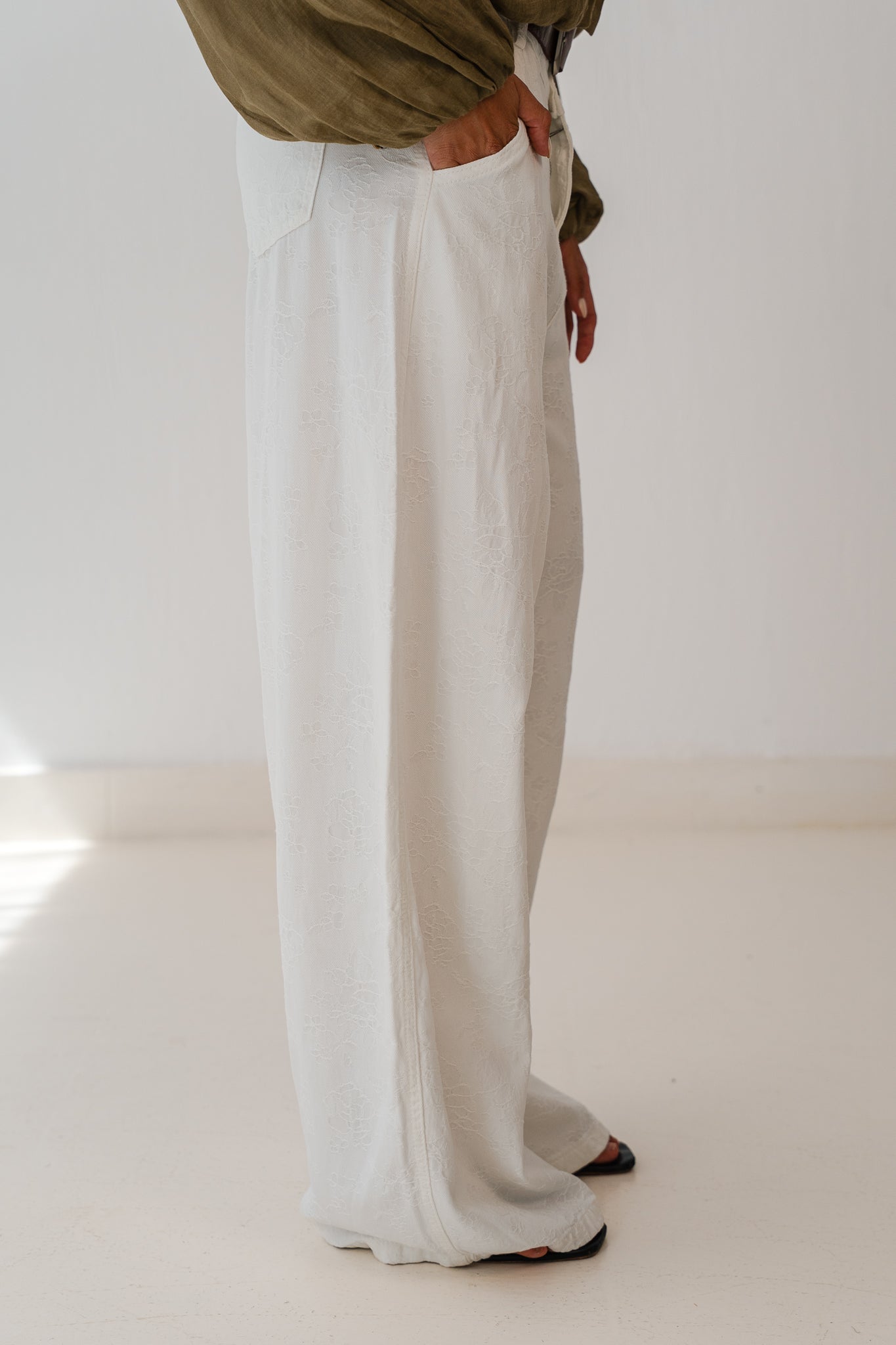 White Flowered Pants