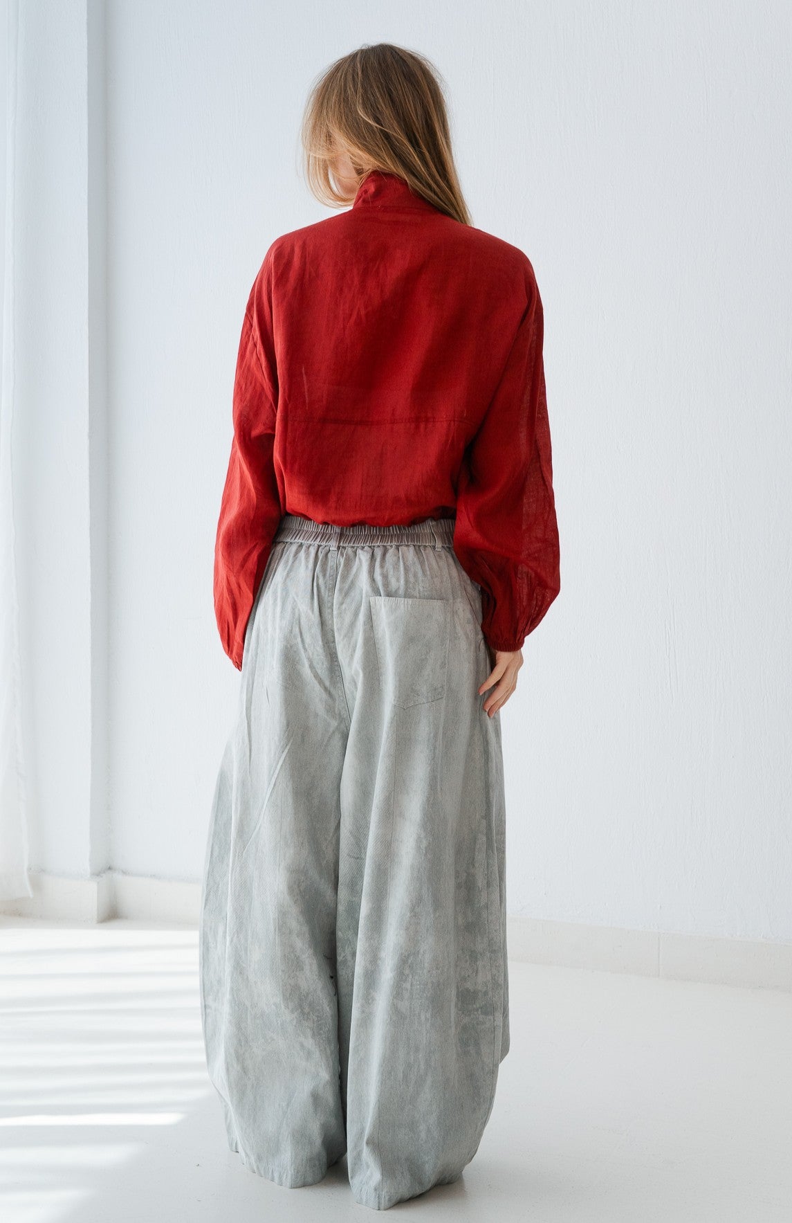 Loose Printed Pants In Cream