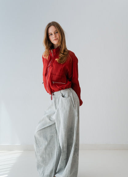 Loose Printed Pants In Cream