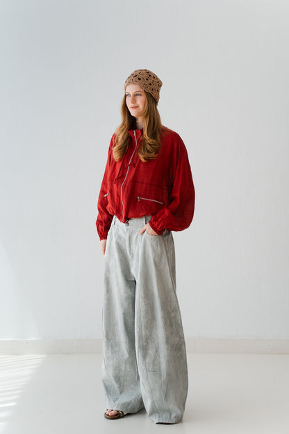 Loose Printed Pants In Cream