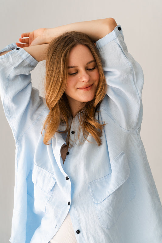 Linen Blouse In Blue