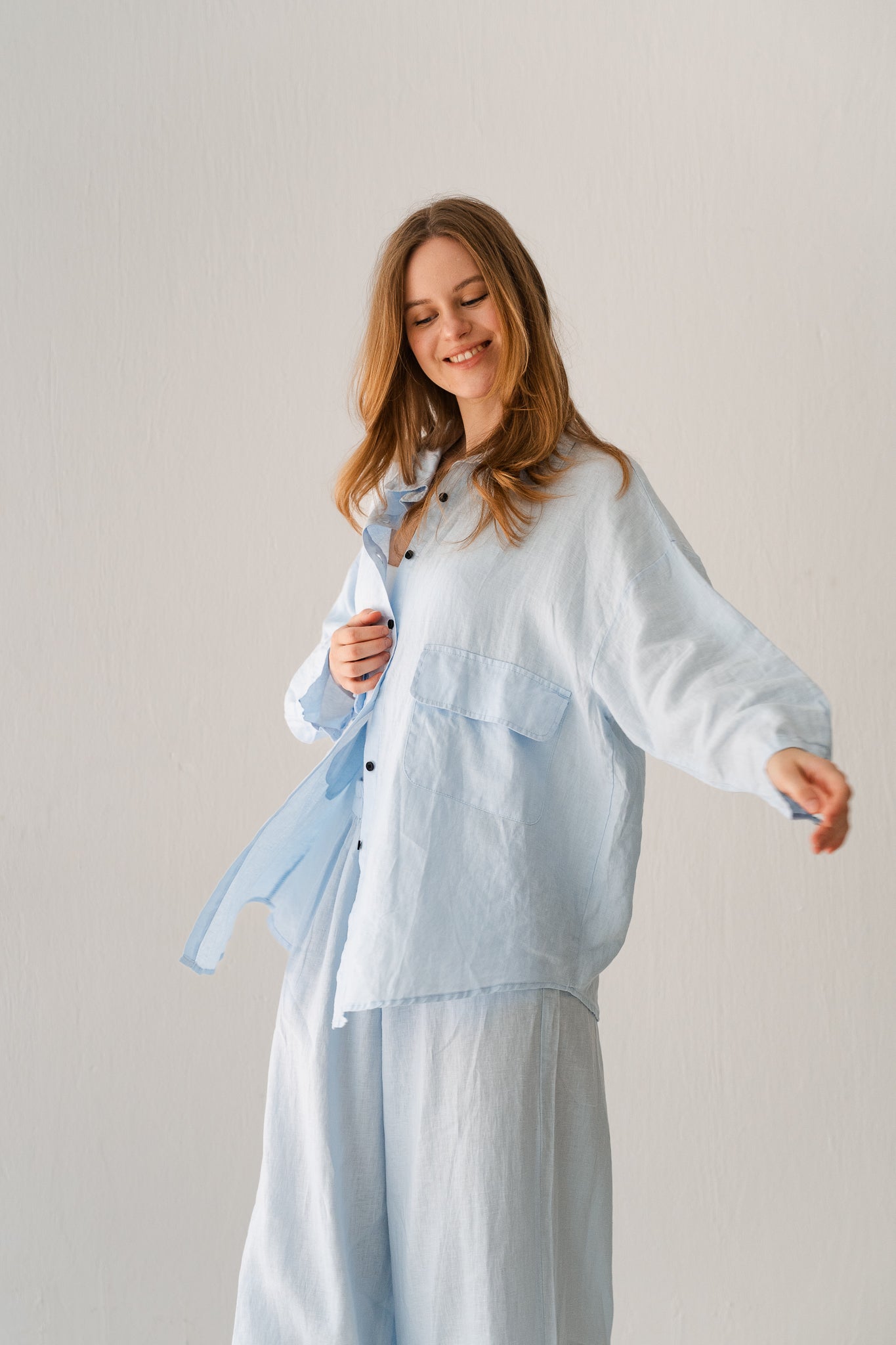 Linen Blouse In Blue