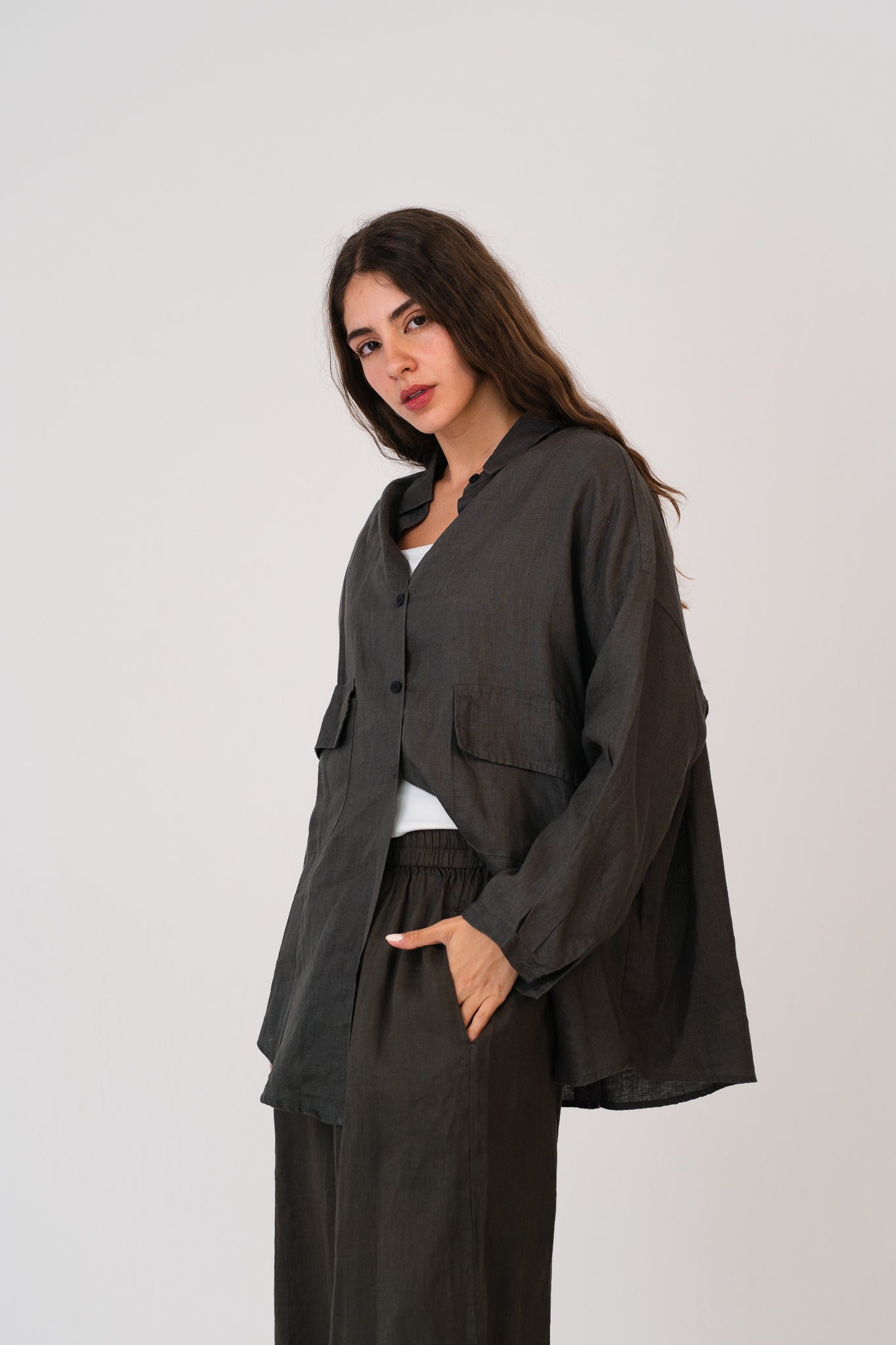 Linen Pants In Deep Olive