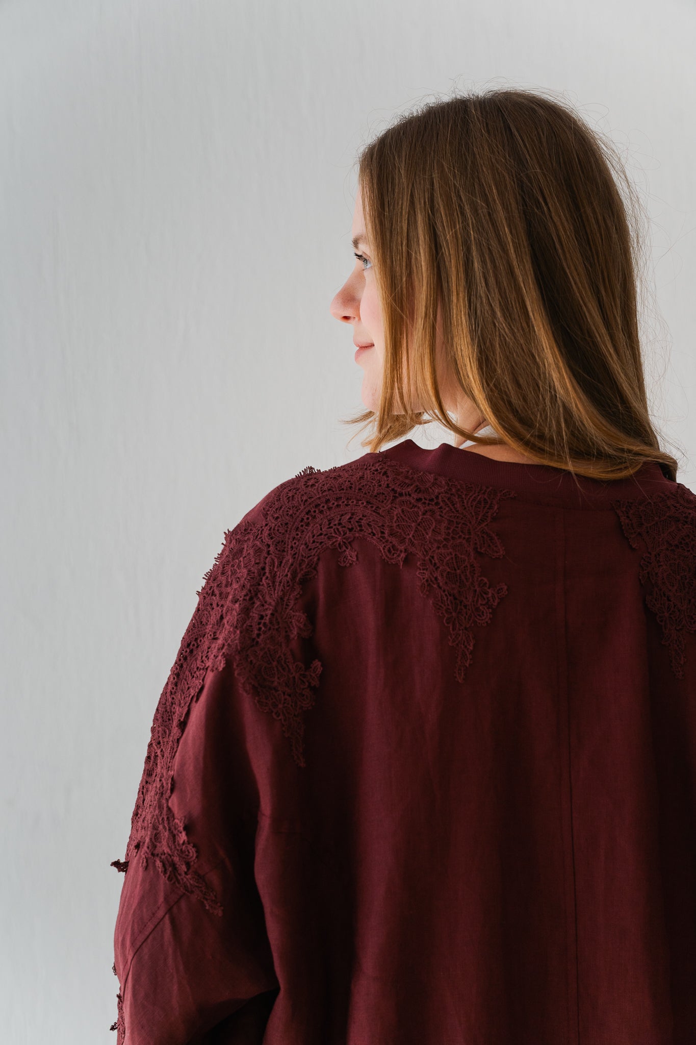 Embroidered Blazer In Maroon