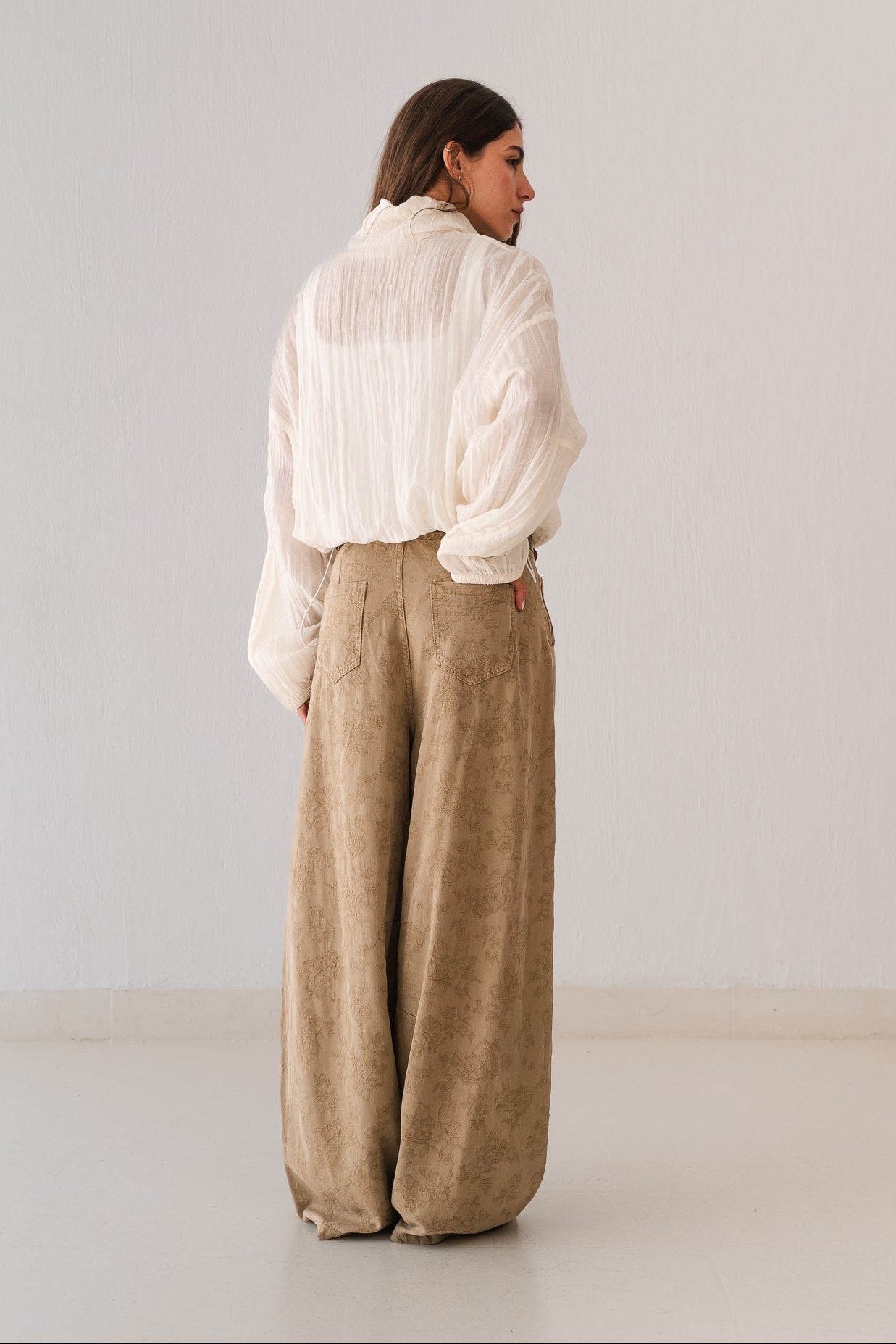 White Ruffled Sweat Shirt