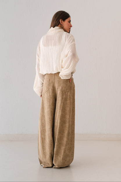 White Ruffled Sweat Shirt