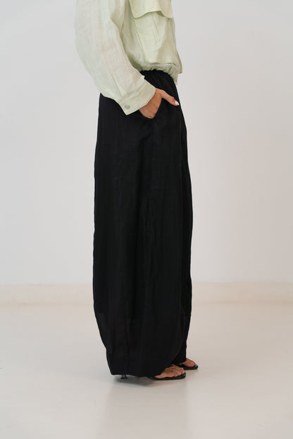Black Linen Balloon Pants