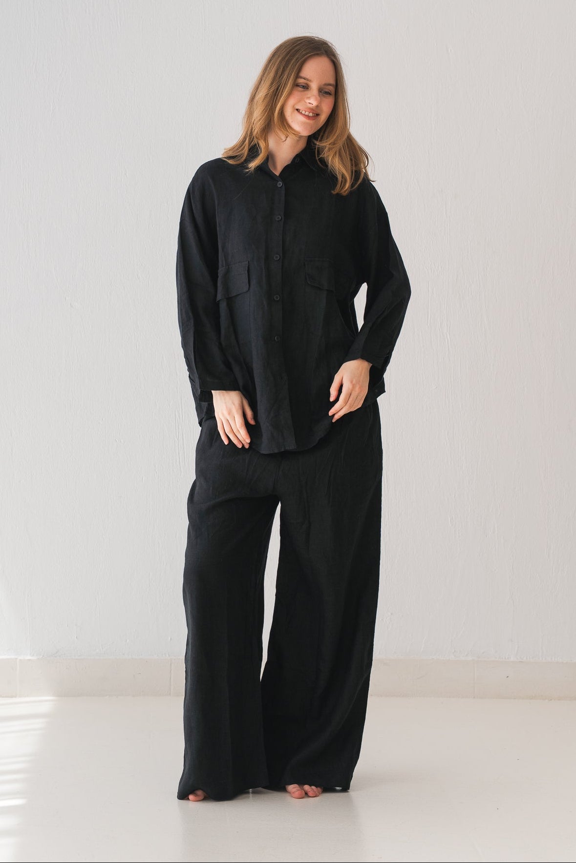 Linen Blouse In Black