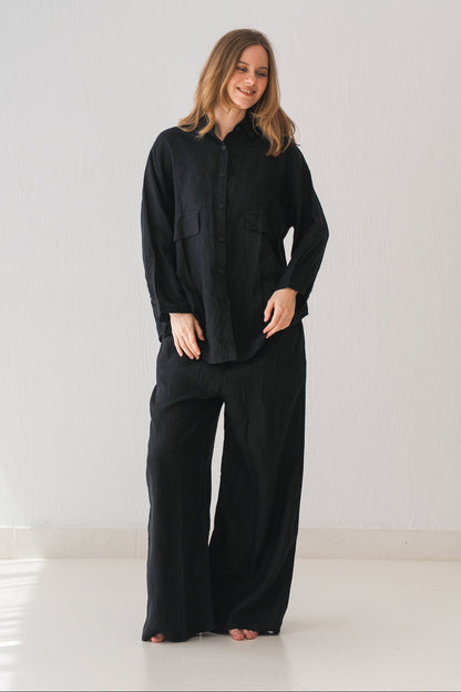 Linen Blouse In Black