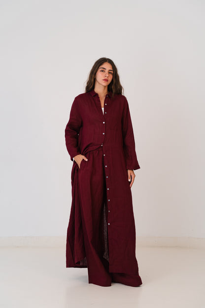 Linen Pants In Maroon