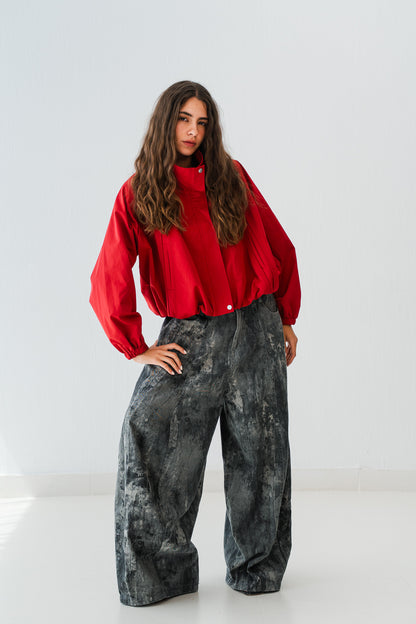 Loose Printed Pants In Black Stone