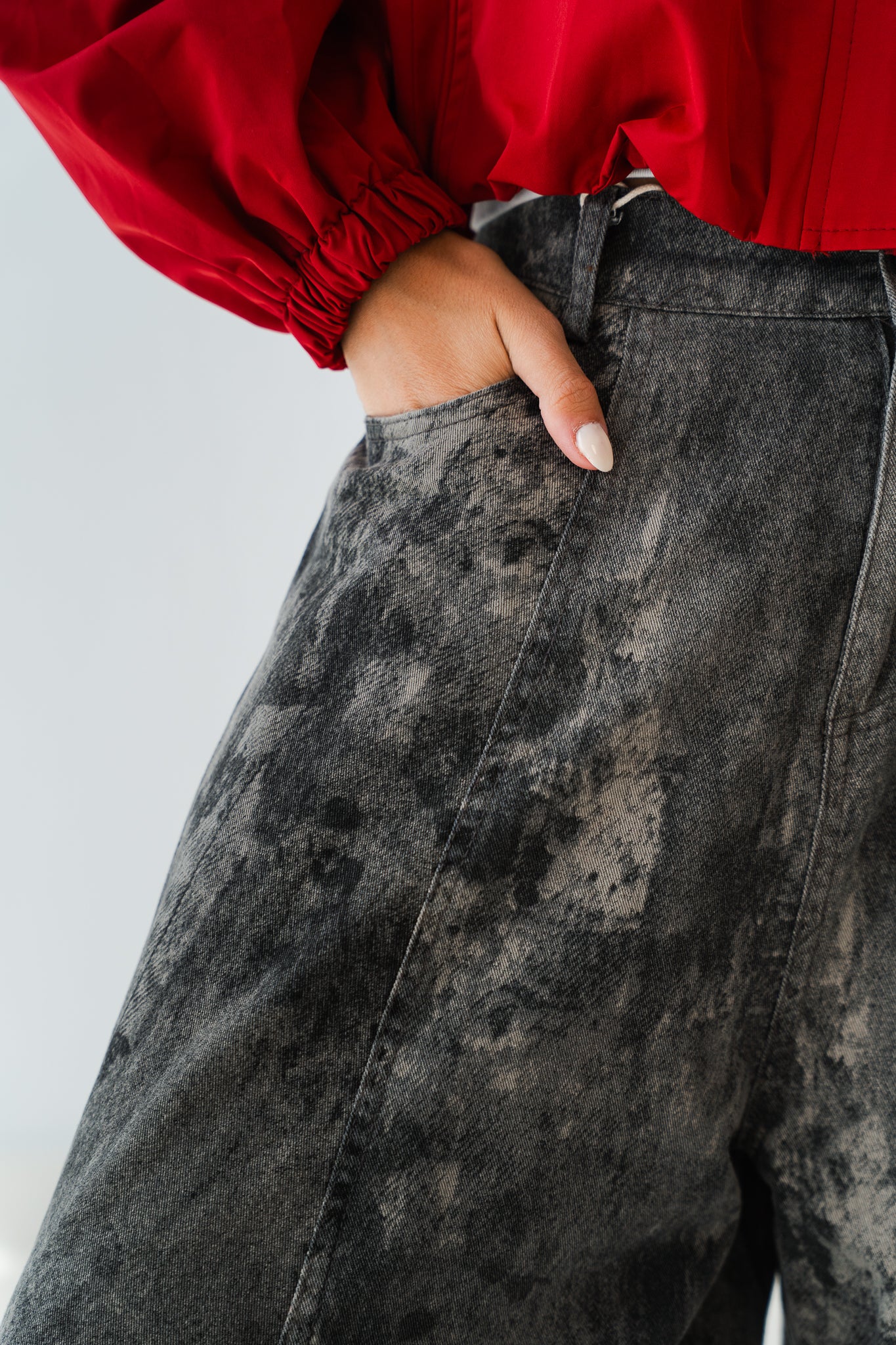 Loose Printed Pants In Black Stone