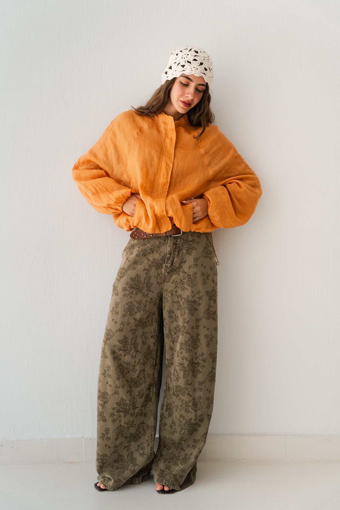 Olive Flowered Pants