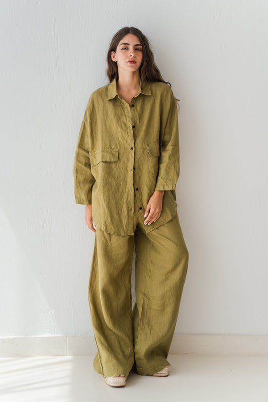 Linen Blouse In Lime