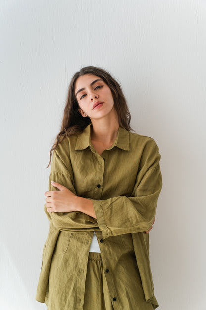 Linen Blouse In Lime